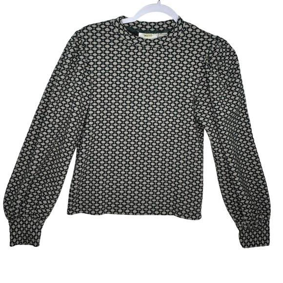 Maeve by Anthropologie Mock Neck Long Sleeve Geometric Print Top XS - Picture 2 of 9